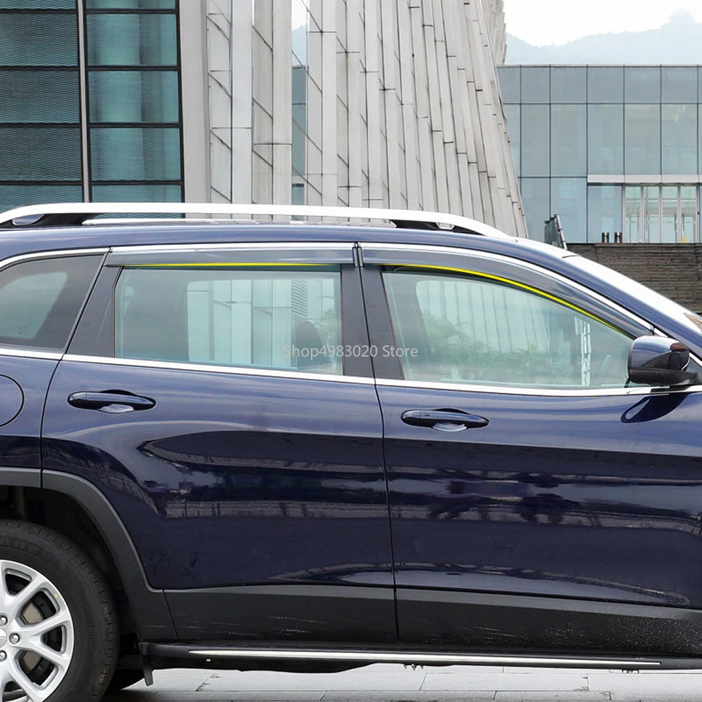 

For Jeep Cherokee 2014-2018 Car Accessories Window Visor Vent Shade Rain Sun Wind Guard Deflectors with Chrome Trims