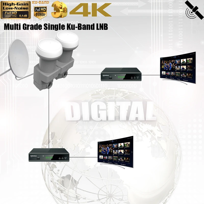 HD Digital LNB Multi Grade Single KU Band LNB For Dish TV Noise 0.1dB Universal Single Satellite TV Receiver satellite tv receiver satellite lnb
