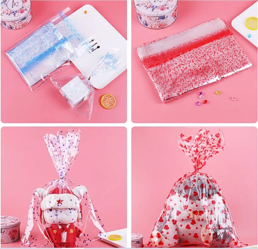 Sacchetti Natale Compleanno Sacchetti Regalo In Cellophane Trasparente, 100 Pezzi Con 100 Fiocchi - 25x15 Cm, Per Caramelle, Bomboniere, Feste Sacchetti OPP Alimentari