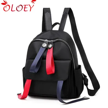 

Bags for women backpack 2019 new trend color ribbon decoration bag casual girl bag college style light waterproof black travel b