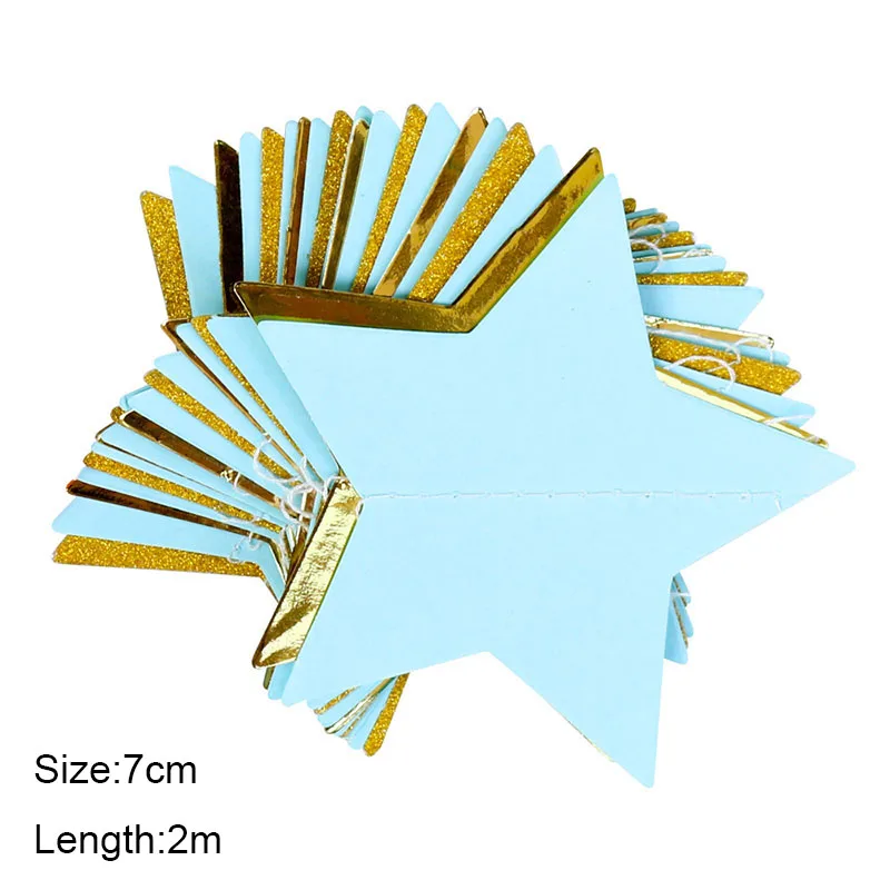 2m blue gold star 4 м яркие золотые синие бумажные гирлянды, гирлянды со звездами, баннеры для мальчиков, вечерние баннеры для свадьбы, украшения для дома на стену - Цвет: 2m blue gold star