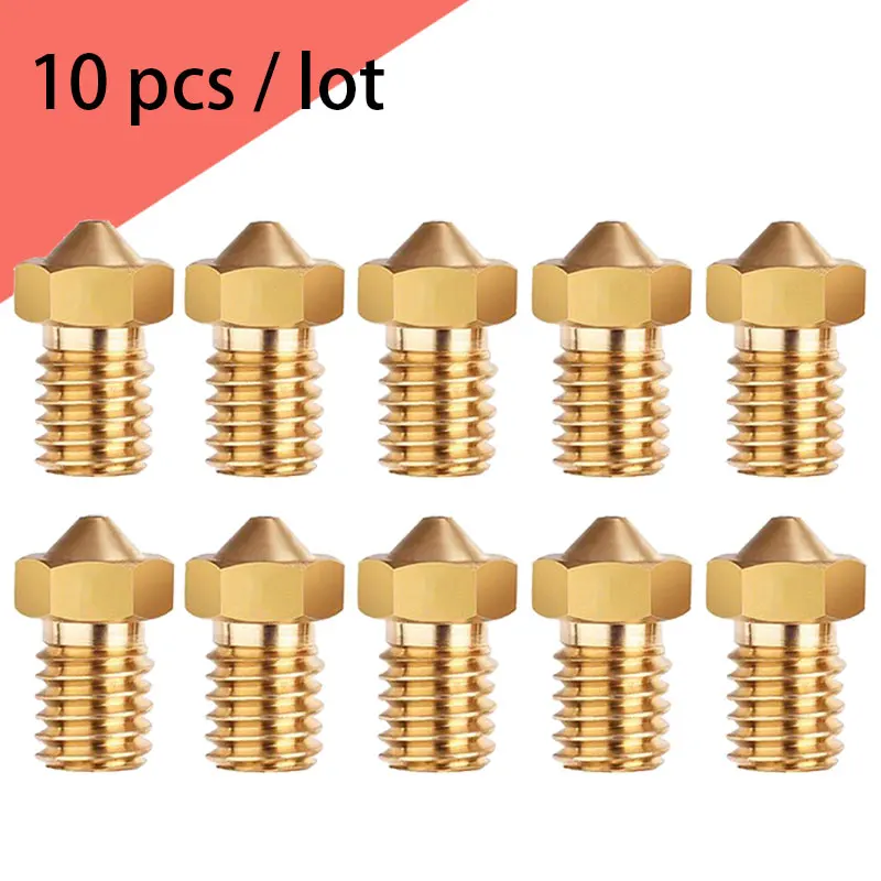 

10pcs 3D Printer Accessories V5 V6 M6 threaded Nozzle 0.2 0.25 0.3 0.4 0.5 0.6 0.8 1.0mm for 1.75mm filamnet Full Metal E3D