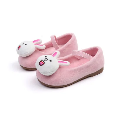 Rabbit Pink Г.; сезон весна; удобная повседневная парусиновая обувь для детей; милые детские туфли принцессы из флока с рисунком кролика для девочек - Цвет: Rabbit Pink
