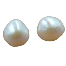 Новые женские серьги-гвоздики в стиле барокко 11-12 мм с белым настоящим жемчугом S925