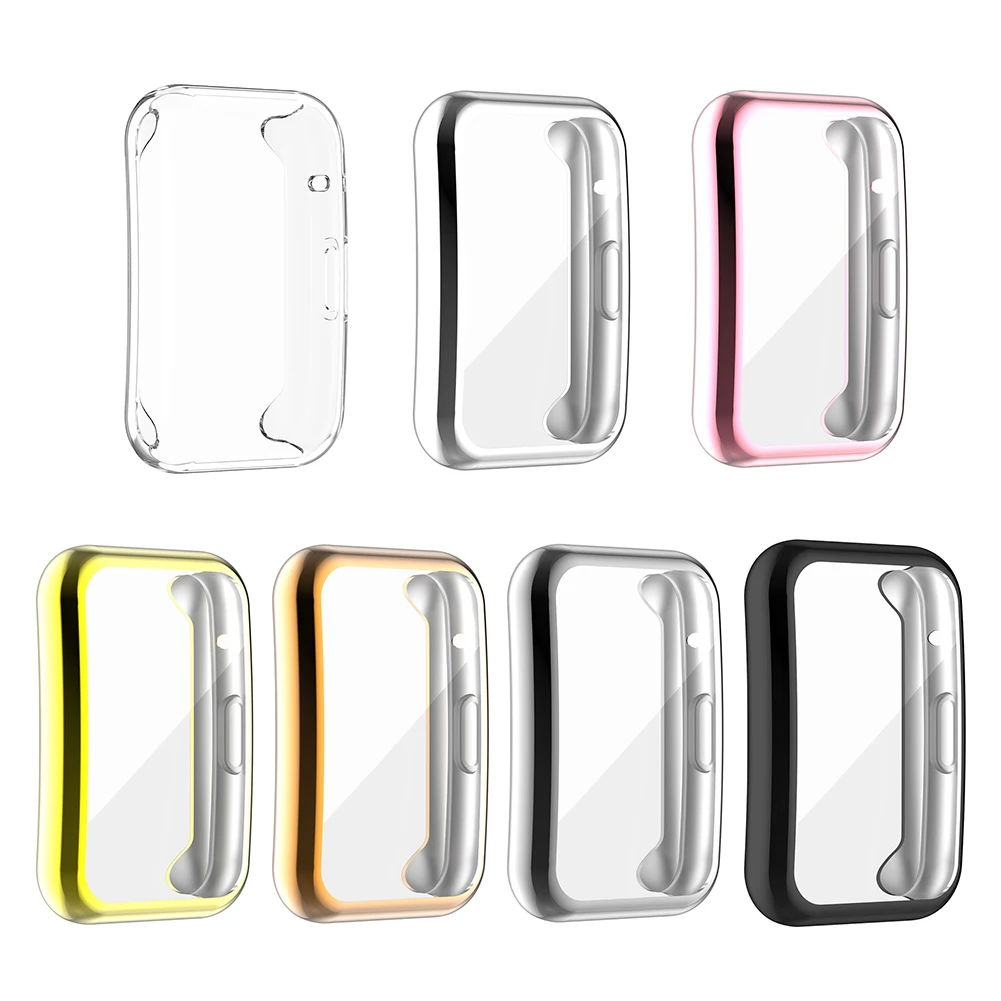 TPU Soft Full Screen Glass Protector Case Shell Edge Frame For Huawei Watch Fit Strap Band Protective Bumper Cover Accessories