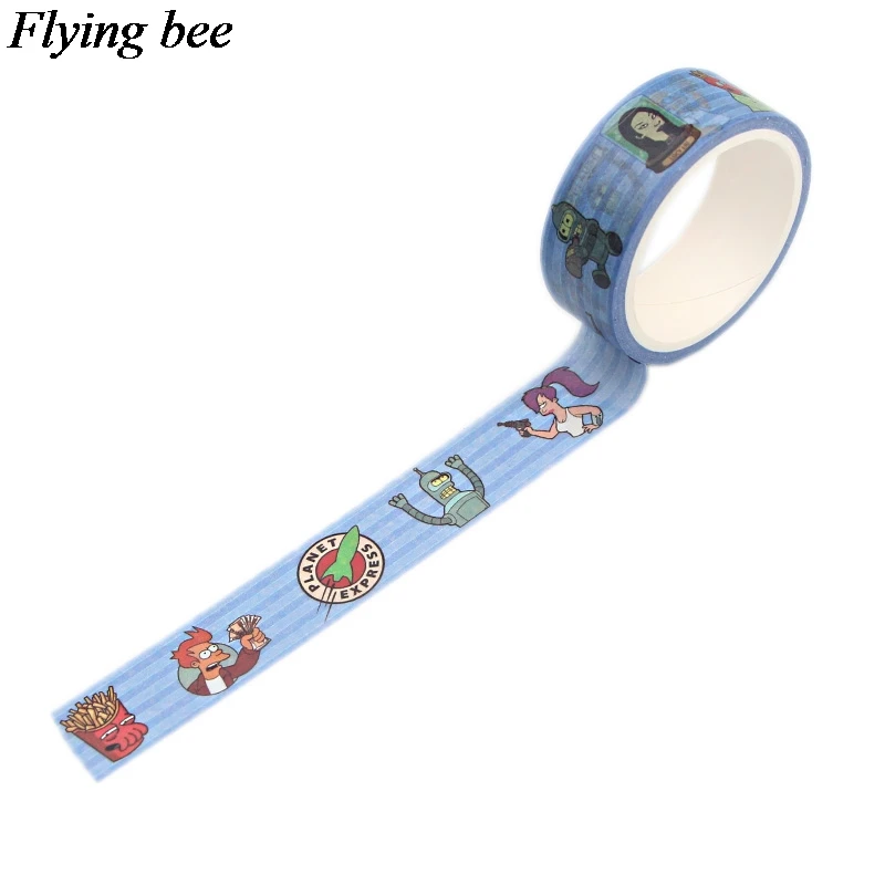 Flyingbee 15 мм X 5 м Futurama васи лента бумага DIY декоративная клейкая лента, Канцелярия Мультфильм Крутой маскировки Ленточные принадлежности X0559 - Цвет: 1