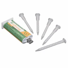 5pc Mixer Tube Static Mixing Nozzle Set with 50ml High Temperature Resin Strong Adhesives Black AB Glues 1:1 Epoxy Adhesive Glue