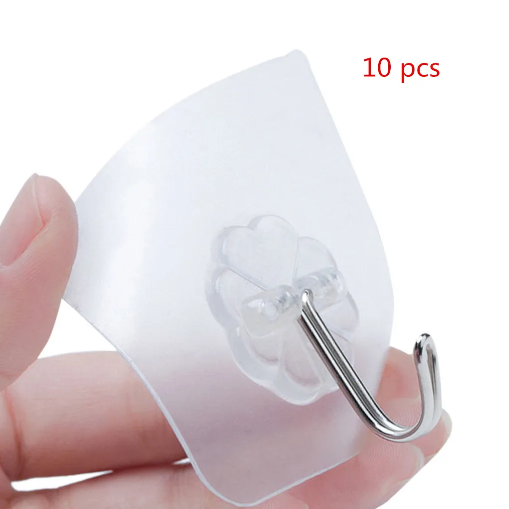 JJ9439-00 10pcs 6/10 шт. самоклеящиеся крючки кухонная настенная Вешалка Прозрачная Съемная клейкая вешалка Многоразовые Настенные крюки - Цвет: JJ9439-00 10pcs