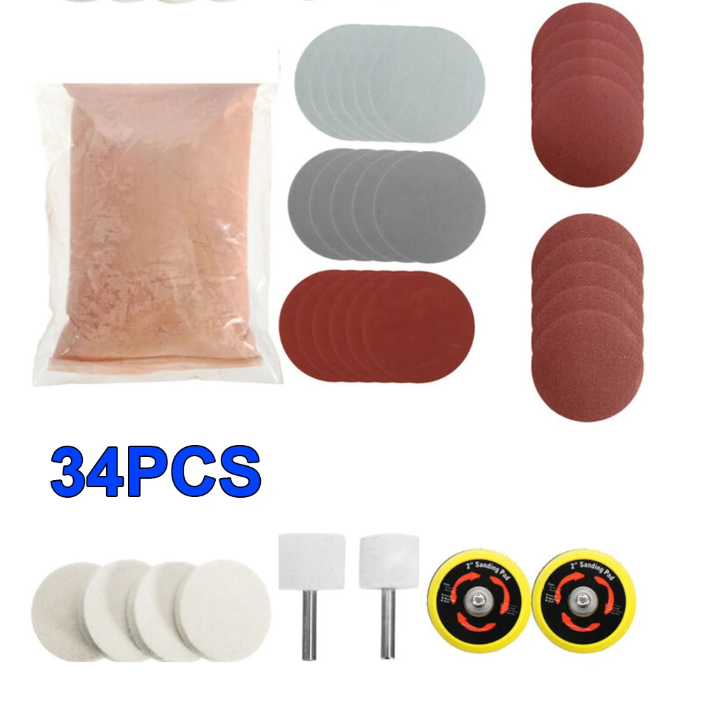

34pcs Set Deep Scratch Remover Repair Glass Polishing Kit Wool Polish Pad