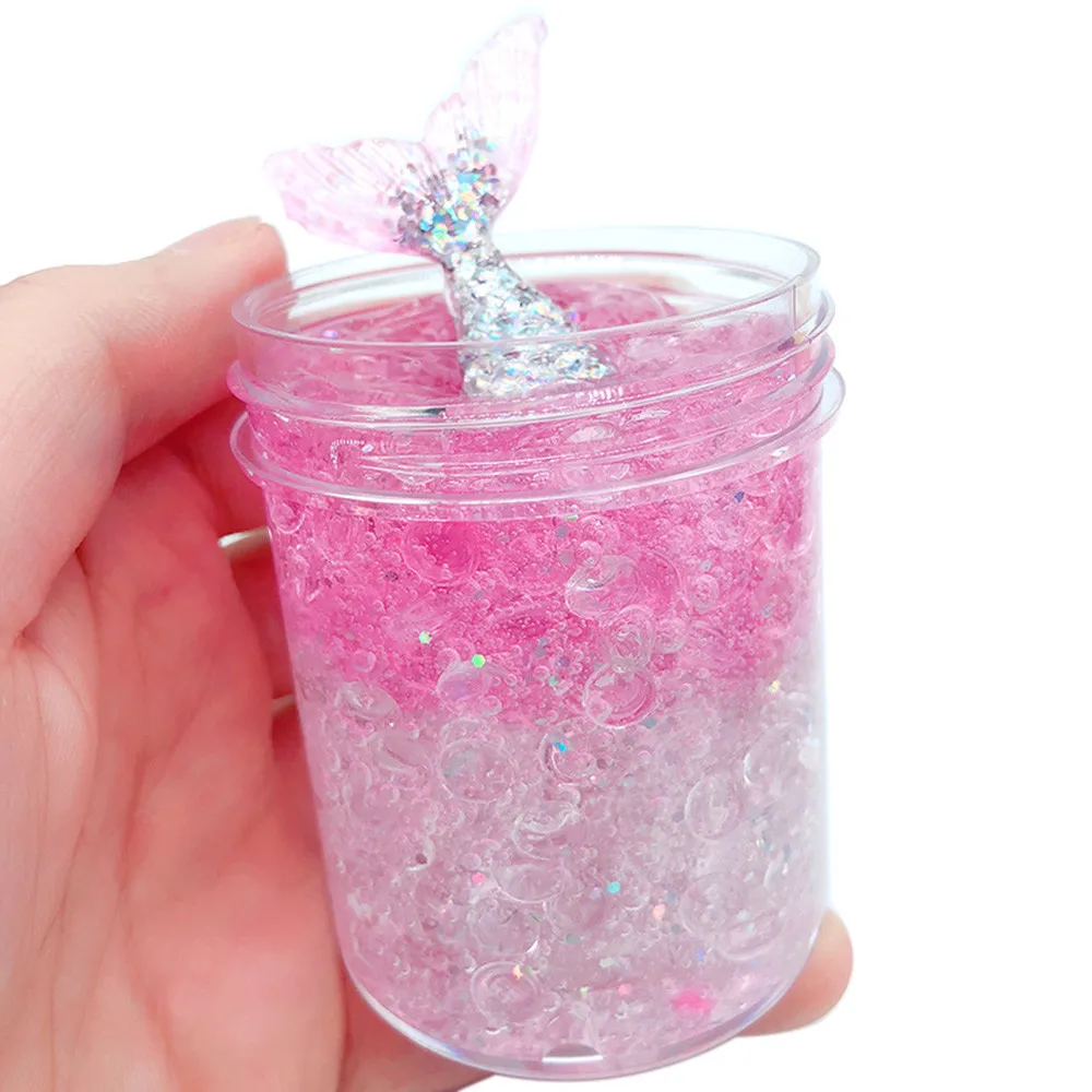 Fish tail tid Mud Mixing Cloud Slime Scented Stress Kids Clay Toys Soft Slime Clear Crystal Plasticine Mud #B