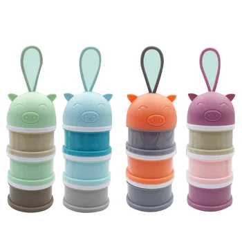 

3 Layer Portable Newbon Baby Food Storage Box Cartoon Pig Essential Cereal Milk Powder Boxes Infant Kids Formula Milk Container