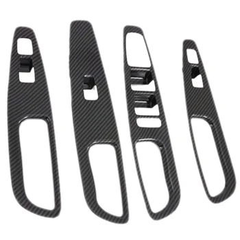 

For Hyundai Santa Fe 2019 2020 Carbon Fiber Window Lift Switch Button Cover Trims Door Armrest Panel Frame Interior Accessories