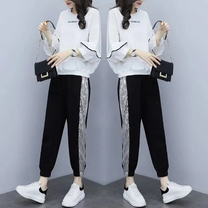 

Ozhouzhan Casual Sports WOMEN'S Suit 2020 New Style Spring And Autumn Loose-Fit Slimming Fashion Western Style by Age Two-Piece