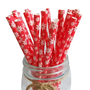 

25pc Christmas Straws Christmas Snowflake Straw Merry Christmas Dinner Party Decor Happy 2021 Kitchen Xmas Goods Noel