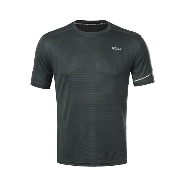 Gray Jersey ARSUXEO, 2 в 1, мужские шорты для бега, светоотражающие, быстросохнущие, компрессионные, для бега, спортзала, фитнеса, марафона, спортивные шорты с карманом на молнии - Цвет: Gray Jersey