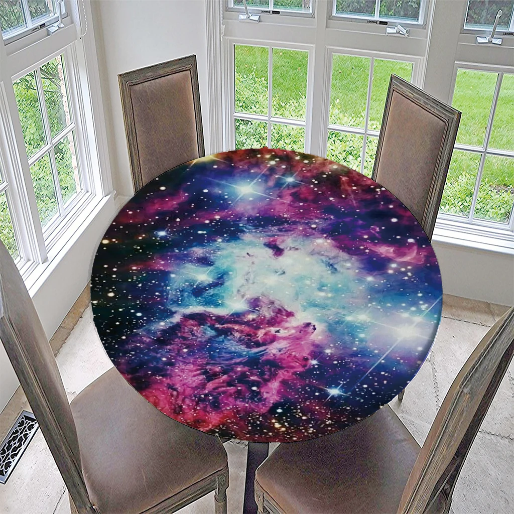 2x Rustic Wood Durable Vinyl Fitted Round Tablecover Table Cloth, 47' + 55' Dia