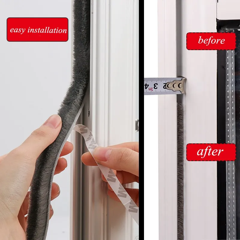 5M Window Sealing Strip hair brush seal Soundproof indoor Windproof warm Sliding door Push-pull er gap Filler Hardware