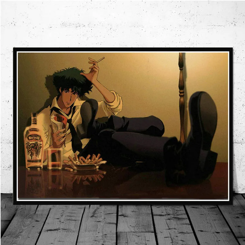 NT319 подарок для детей ковбой Bebop Japam Аниме Комикс плакат печать маслом холст настенная Картина декор для гостиной дома комнаты - Цвет: Коричневый