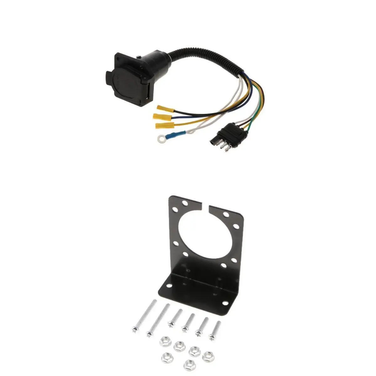 7 Way Flat Pin Socket Mount Kit for Truck Trailer Camper Hitch Light Wiring