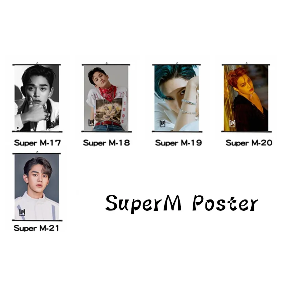 Kpop SuperM jpping Members повесить плакат десять Лукас мини стены прокрутки изображение Baekhyun Kai домашний декоративный вентилятор подарок