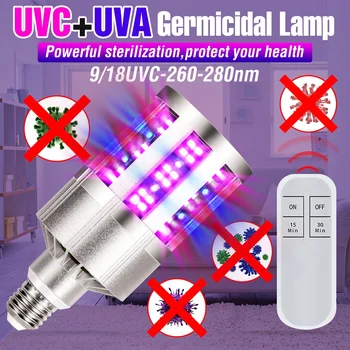 

UV Disinfecting Light Sterilizer 220V Led UVC Germicidal Lamp Led E27 Bactericidal Corn Light Bulb 9 18 Leds Ultraviolet Lampada