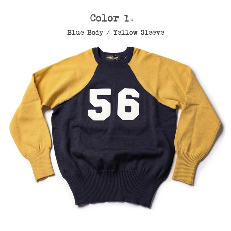 Dark Blue Bronson NO.56 гоночный вязаный свитер Для Мужчин's прочный мотоцикл Two Tone джемпер с рукавами-реглан - Цвет: Dark Blue