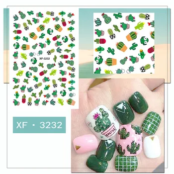 

Summer Cactus Watermelon Nail Sticker 3D Decal Strawberry Flower Feather Nail Art Decoration Tip Manicure