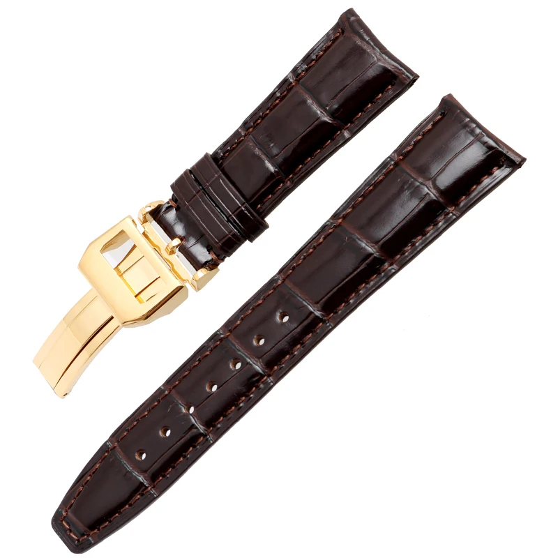 High quality Head layer cowhide genuine leather bracelet 22mm watch strap curve end watchband Business watch wristwatches band