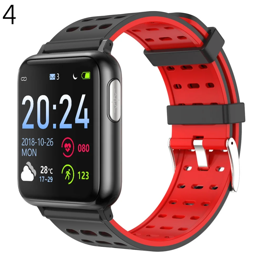 JSK V5 Waterproof ECG PPG Heart Rate Blood Pressure Activity Monitor Sport Call Message Remind Smart Bracelet - Цвет: Black  Black Red