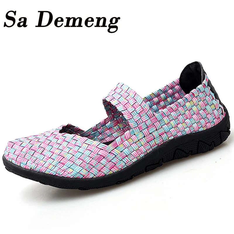 Женские плетеные туфли на плоской подошве Sa Demeng балетки из ЭВА лоферы для осени 609