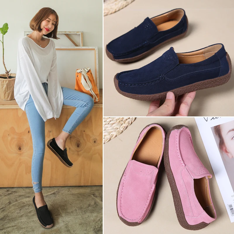 

Spring and Autumn New Suede Flat Shoes Shoes Breathable Soft Running Shoes Home Leisure Loafers Women's Shoes Tenis Feminino