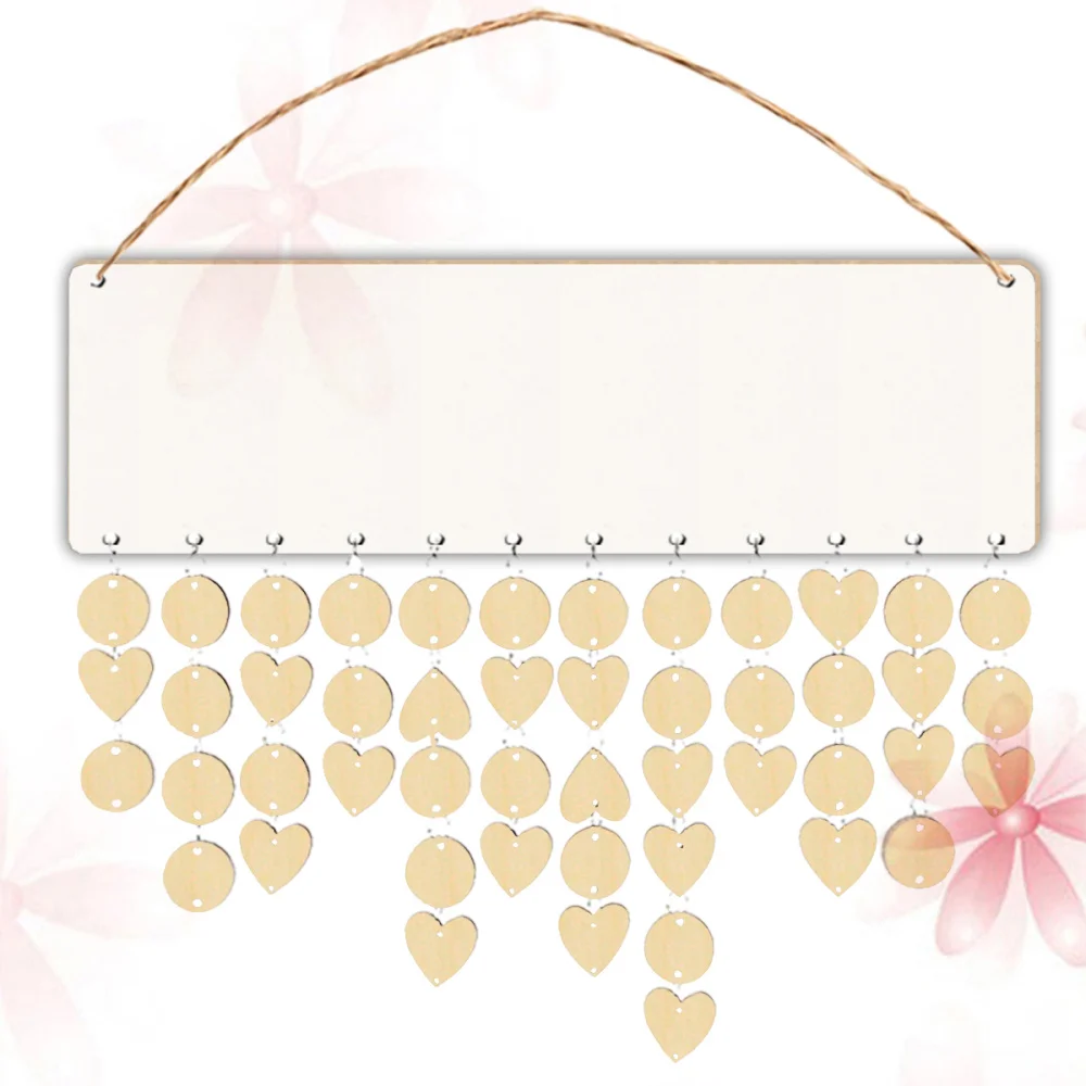 Birthdays Calendar Set Blank Hanging Plaque DIY Wood Slices Pendant Wall Birthday Reminder wooden birthday planner