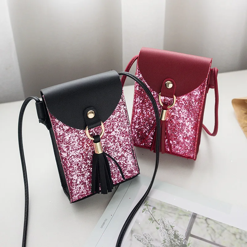 

2019 Autumn New Style Korean-style Five-color Sequin Tassels Shoulder Women's Bag Phone Coin Purse