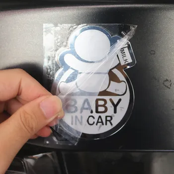 

Car Styling 3D 9.2*6.8CM BABY IN CAR Cool Rear Reflective Sunglasses Child Chrome Alloy Car Stickers Warning Decals FOR ALL CARS