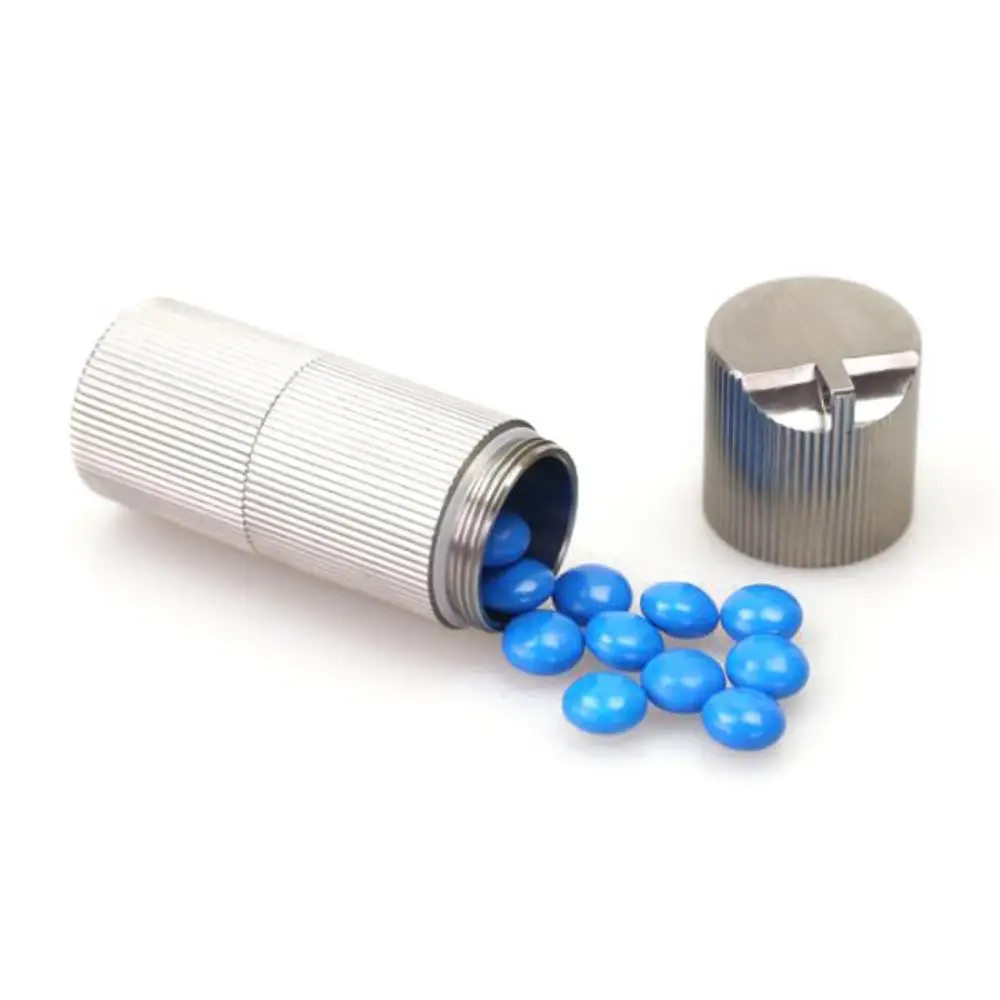

Portable Titanium Seals Bottle Waterproof Canister Bottles Capsule Pill Tank Container Outdoor EDC First Aid Kit