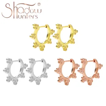 

SHADOWHUNTERS High Quality Real 100% 925 Sterling Silver Hoop Huggie Earrings Crystal Women Wedding 925 Fashion Jewelry Piercing
