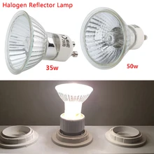 Высокое качество, 10 шт./лот, галогенная лампа GU10, 220 В, 35 Вт, 50 Вт, диаметр, прозрачное стекло, с крышкой, с регулируемой яркостью, теплая удобная белая точечная лампа