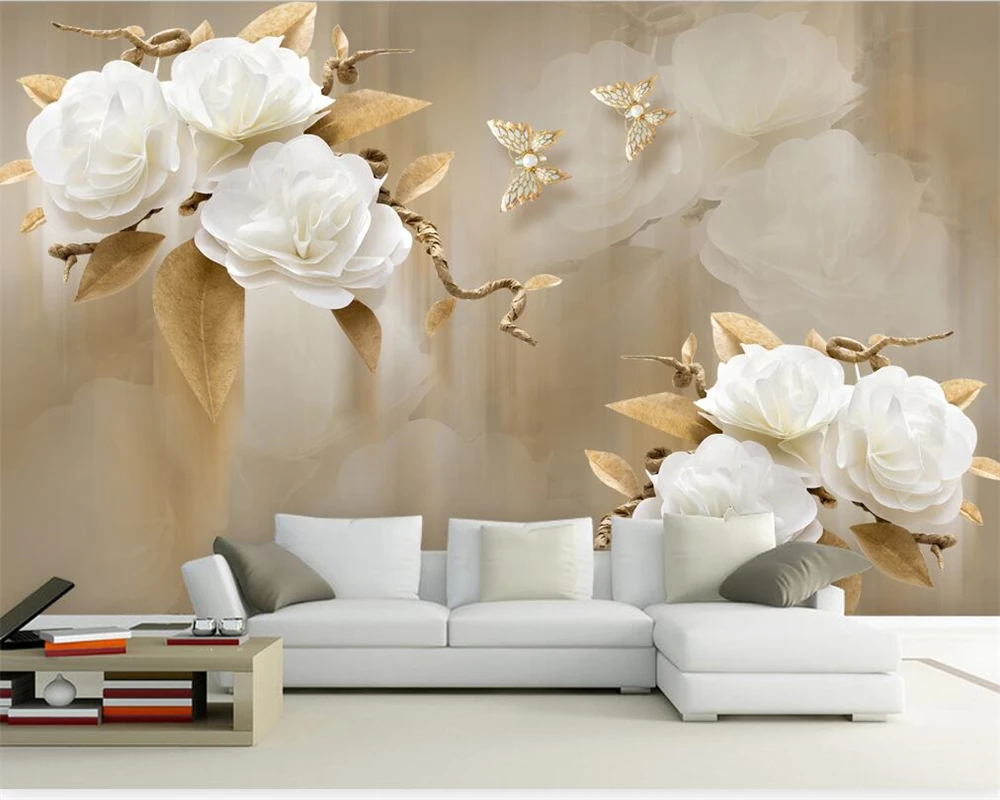 

Обои на заказ welyu, 3d роспись маслом, стильные коричневые элегантные розы, цветок, диван, фон для телевизора, обои для гостиной, спальни