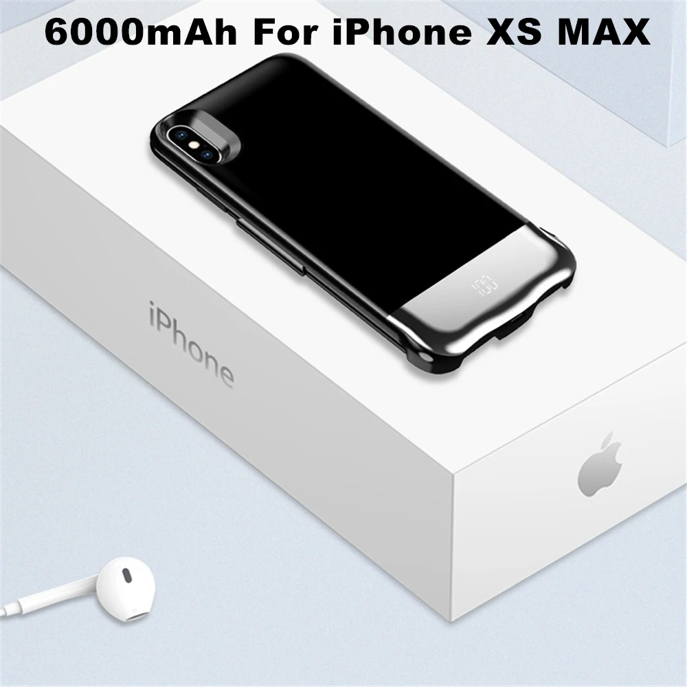 Чехол для аккумулятора для iphone XS Max XR, внешний аккумулятор, чехол для iphone 6, 6s, 7, 8 Plus, 8000 мАч, чехол для зарядного устройства - Цвет: 6000 black XS Max