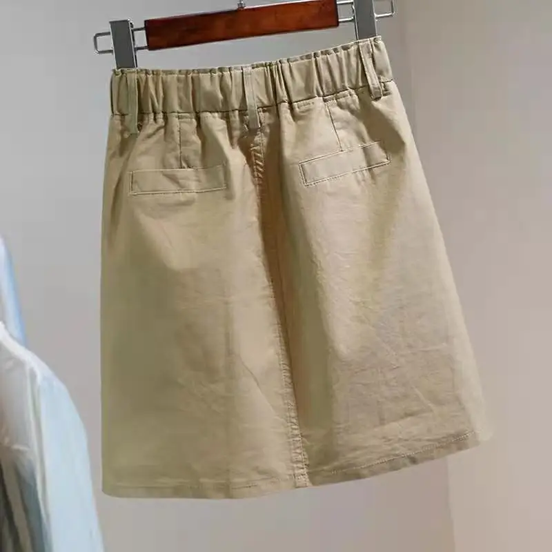 New 2022 Spring Summer Womens Denim Skirts Casual Single-Breasted High Waist A-line Skirt Front Split Jeans Skirts 