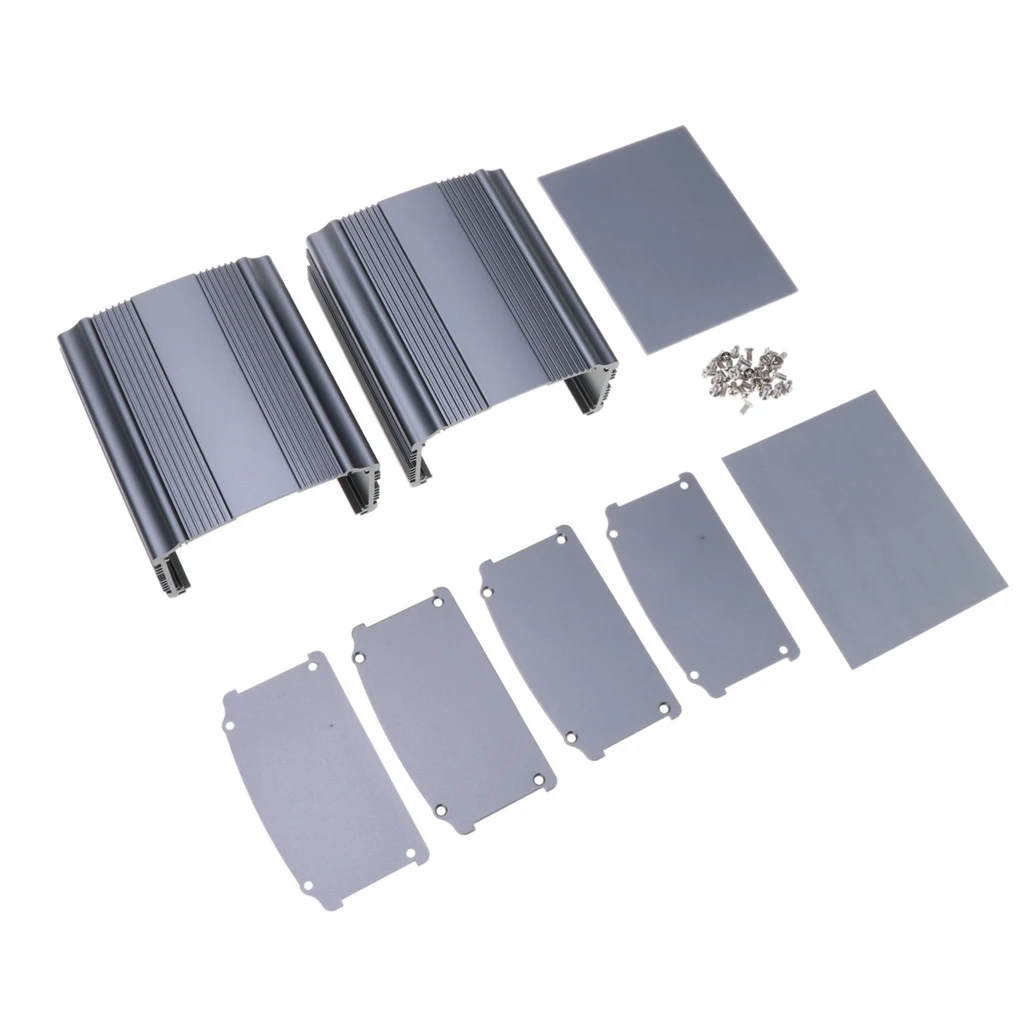 2 Packs Extruded Aluminum Electronic Power Enclosure PCB instrument Project Box Case DIY, 3.46 x 1.85 x 3.94 inch