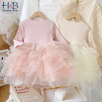 

Humor Bear Girls Dress 2020 Autumn Princess Party Spring Autumn Kids Dress Long Sleeve Patchwork Lace Cake Dress 1-6Y