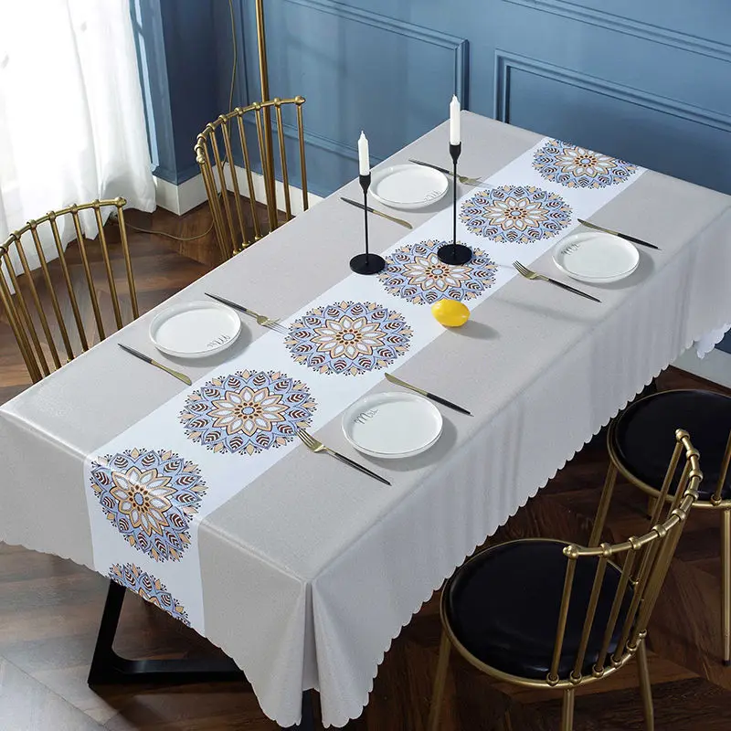 Nordic Style pvc Household Waterproof Tablecloth Printing Cover