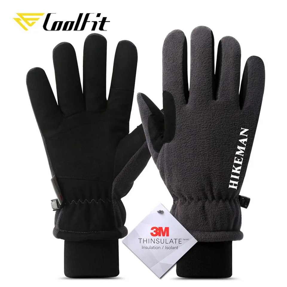 Gray CoolFit мужские зимние лыжные перчатки женские супер теплые с сенсорным экраном ветрозащитные уличные спортивные Thinsulate модные Утепленные перчатки из овечьей шерсти - Цвет: Gray