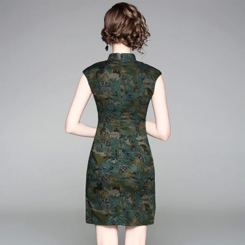 Летнее платье для мамы cheongsam, весна, китайский стиль, сексуальные ретро платья, хлопок, женское элегантное платье-карандаш с принтом, вечерние платья