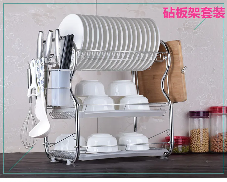 Three layer cupboard rack, kitchen shelf, hanging tray box, household porcelain chopsticks storage box