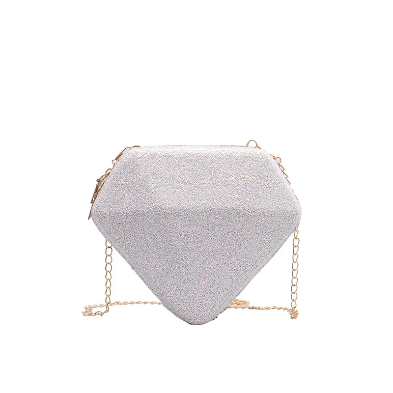 Сумки с пайетками для женщин, лазерная сумка на плечо с цепочкой в форме бриллианта, милая сумка через плечо, женские сумки-мессенджеры, Bolsa Feminina - Цвет: White