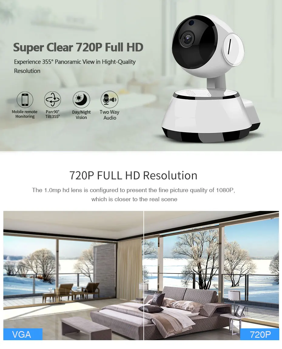Wifi HD ip-монитор камеры дома для безопасного ношения телефона удаленно внутренние беспроводные камеры наблюдения ночного видения панорама мини видеокамера