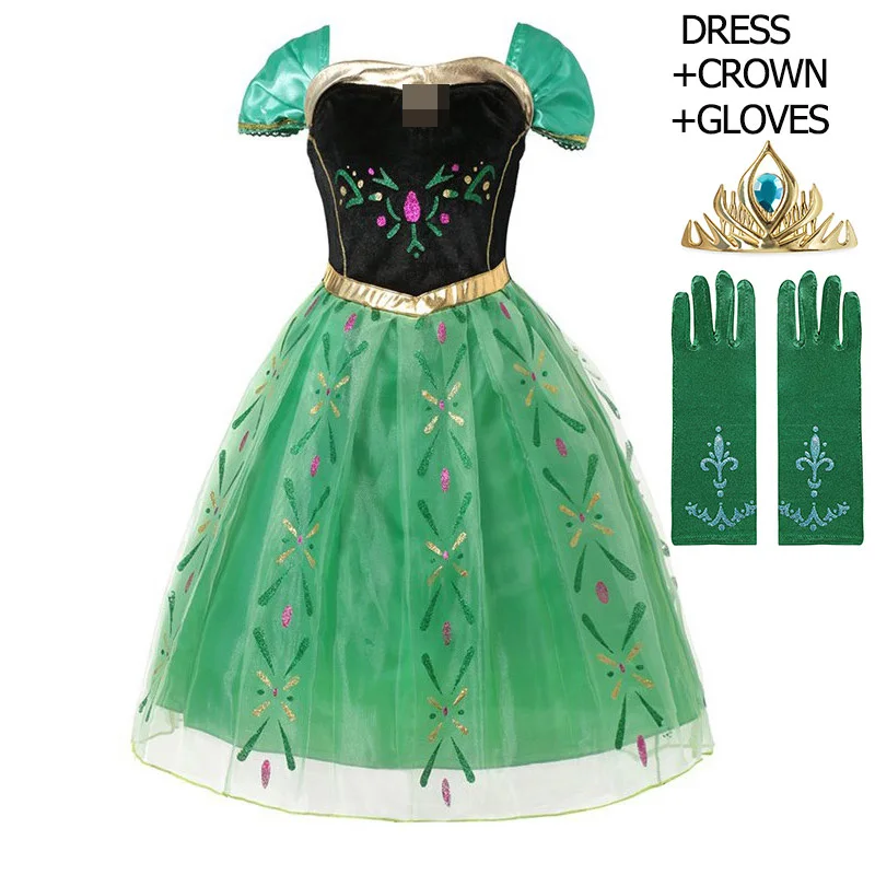 Dress Set Детский костюм Снежной Королевы из мультфильма; платье принцессы Анны; праздничная одежда Эльзы и Анны для девочек; карнавальный костюм - Цвет: Dress Set