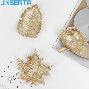 

JINSERTA Resin Storage Tray Jewelry Display Plate Luxury Gold Ring Earrings Cosmetic Organizer Home Desktop Decor Tray Gifts